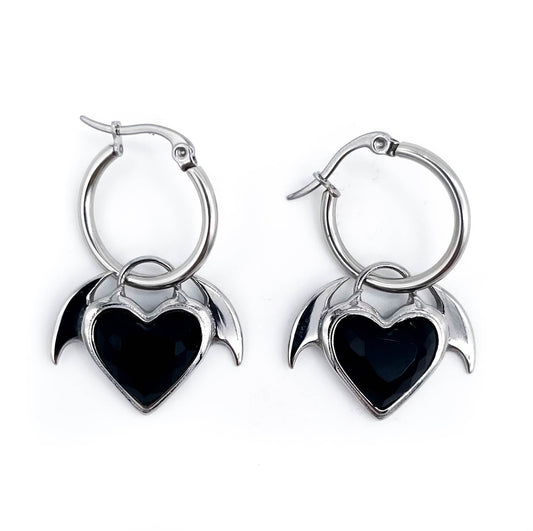 Nocturnal Succubus Heart Hoop Earrings
